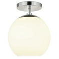 thumbnail image 3 of Evelyn&Zoe Bartlett 9" Wide Semi Flush Mount with Glass Shade in Polished Nickel/White Milk, 3 of 6