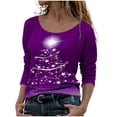 thumbnail image 1 of Camisas de Navidad Para Mujer Tops de Cuello Redondo Blusa de Manga Larga Con Estampado de Árbol de Moda Odeerbi  ODB194488, 1 of 5