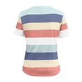 thumbnail image 7 of SAWOBUUN Women Striped T shirt Short Sleeve Crew Neck Button Shoulder Casual Slim Fit Fashion Tops, 7 of 7