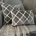 thumbnail image 2 of Gray Decorative Throw Pillow Covers 18"x18" | Modern Velvet Cushion Cover Geometric | Hand Embrodiery Pillowcases for Couch / Sofa & Bed, Modern Home Décor - Graphite Luxe, 2 of 9