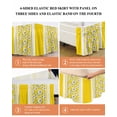 thumbnail image 6 of Yellow Daisy Wrap Around Bed Skirts for King Bed 18" Drop, Bed Skirt with Adjustable Elastic Belt Dust Ruffle Bed Valance for Bedroom Hotel Luxury Farmhouse Floral Yellow Striped Bed Frame Cover, 6 of 7