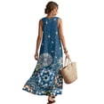 thumbnail image 2 of Xoenoiee Boho Mandala Flower Print Cotton Linen Maxi Dresses for Women 2026 Sleeveless Crewneck Boho Cruise Sundresses with Pockets Summer Trendy Vacation T Shirt Dress, Size M, 2 of 7