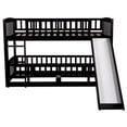 thumbnail image 6 of Harper & Bright Designs Twin Over Twin Low Bunk Bed with Slide Fence and Ladder, Multifunctional Wooden Floor Bunk Bed Frame with Small Door for Bedroom, Espresso, 6 of 13