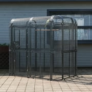 Walnest Large Walk-in Cage 77-inch Heavy Duty Bird Cage Outdoor Diamond Grid Aviary Parrot Cage with 2 Feeding Bowls(Sliver)