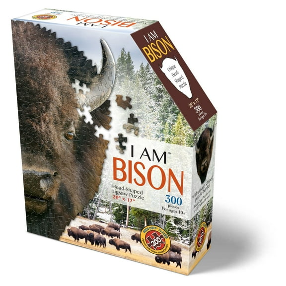 Madd Capp BISON 300 Piece Jigsaw Puzzle For Ages 10 and up - 6015 - Unique-Shaped Border, Challenging Random Cut, Deluxe Five-Sided Box Fits on Bookshelf, Includes Educational Madd Capp Fun Facts