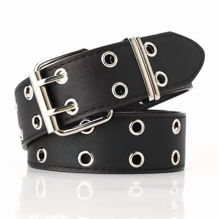 Grommet Leather Belt with Detachable Chain Women Men Punk  display picture 2