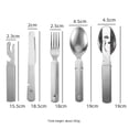 thumbnail image 1 of Juego de cubiertos de senderismo 4 en 1 para 4 personas, cubiertos portátiles de acero inoxidable, cuchara, tenedor, cuchillo y abridor de botellas, paquete combinado, 1 of 5