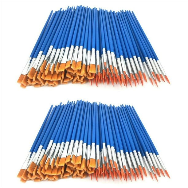 Juego de Pinceles de Pintura Planos y Redondos de 240 Piezas Pinceles de Pelo de Nailon Planos Puntiagudos para Pintura de Acuarela de Aceite AcríLico Pintura de Fiesta