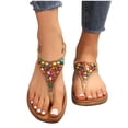 thumbnail image 3 of NOKIO Comfortable Women's Sandals Summer Boho Rhinestone Beach Flip Flops Sandals Casual Flat Elastic Strap Sandals Women Flat Sandals Open Toe Slide Sandals Shoes, 3 of 9