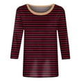 thumbnail image 4 of Summer Shirts For Women Sevevn Fashion Women's Striped Printed Blouses Three-Quarter Sleeve T-Shirt Round-Neck Top Womens Shirts Casual, 4 of 5