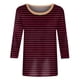 thumbnail image 2 of Camisetas de Manga Corta para las Mujeres a Rayas Impresas de Tres Cuartos de Manga, Cuello Redondo Casual Top, 2 of 5