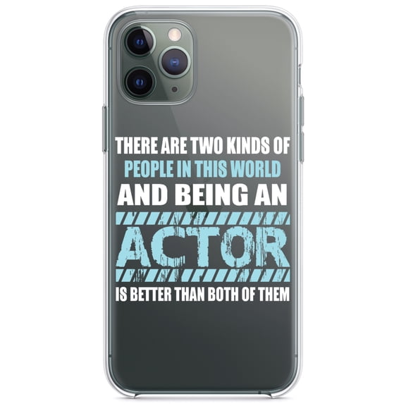 DistinctInk Clear Shockproof Hybrid Case for iPhone 13 PRO (6.1" Screen) - TPU Bumper Acrylic Back Tempered Glass Screen Protector - Two Kinds of People - Being An Actor is Better