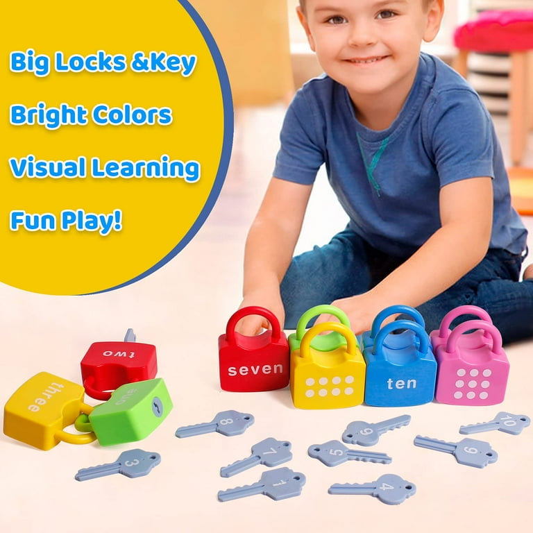 Kids Learning Locks with Keys 123 Dots Educational Preschool 2 to 4 Years  Numbers Matching & Counting Montessori Colorful Toys 3 to 5 Years Boys and