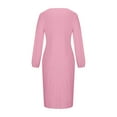 thumbnail image 4 of pstuiky Womens Dresses, Women Solid Color Lantern Sleeve Dress Long Sleeve Crew Neck Dress Maxi Dress Party Dress Leisure Clearance Pink XXL, 4 of 5