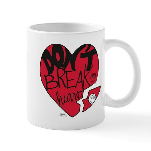 CafePress - Charlie Brown Don't Break My Heart Mug - 11 oz Ceramic Mug - Novelty Coffee Tea Cup