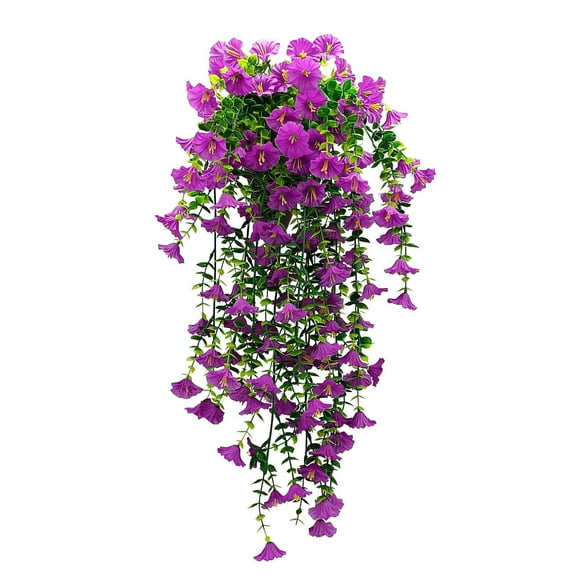 YFTDEF Artificial Rose Flower Hanging Basket, 29.5 Inch Plastic Floral Vine Decoration, Wall-Mounted Faux Plants for Living Room, Bedroom, Patio, Balcony, Easy Installation