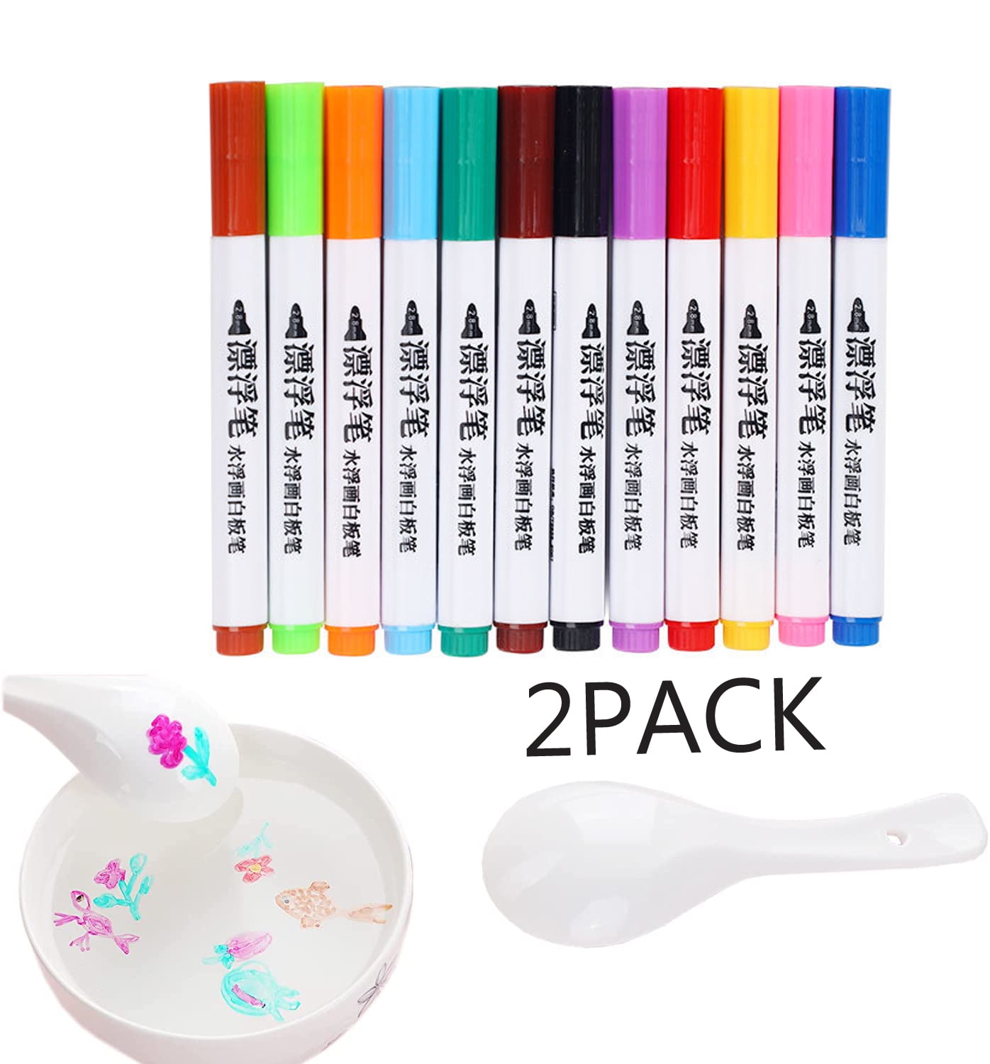 Water Painting Set For Kids, Magical Floating Ink Pen, Dry Erase Whiteboard  Marker, Includes 12 Drawing Pens 1 Ceramic Spoon - Jxlgv