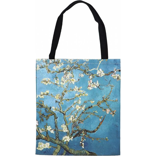 Bolso de lona, bolso de hombro informal para mujer, bolso de algodón reutilizable multiusos para compras de servicio pesado para exteriores, floreciente Feliz Sencillez