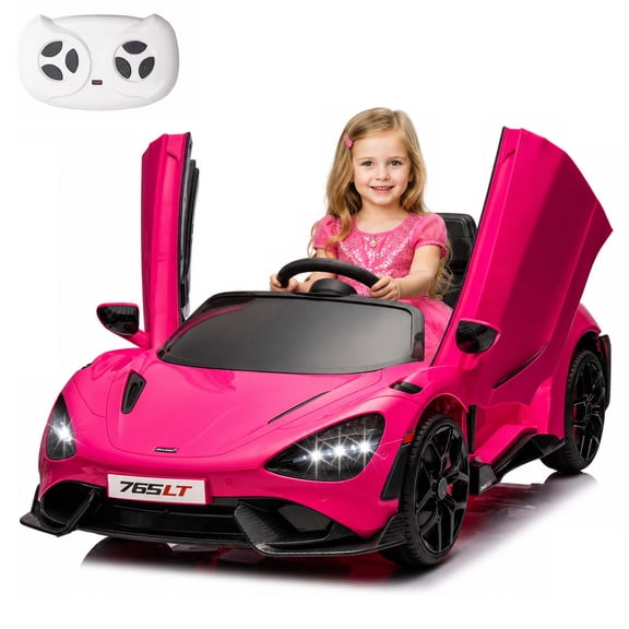 Licensed McLaren765LT Electric Ride on Cars for Kids, 12V Powered Ride on Toys with Parent Remote Control, Electric Car for 3-6 w/Music Player/LED Lights/Safety Belt, Pink