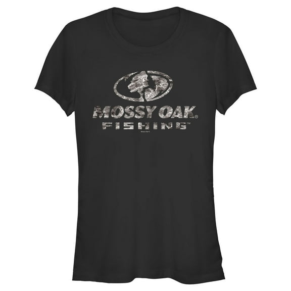 Junior's Mossy Oak Water Fishing Logo Graphic Tee Black Large