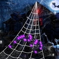 thumbnail image 3 of Halloween Spider Web Decorations, 50" Gaint Hairy Spider with 23ft Huge Triangular Spider Web +100 g Spider Cotton, 20pcs small spider for Halloween Outdoor Yard Scary Decor, 3 of 9