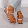 thumbnail image 6 of Kojanyu Women's Rhinestone T-Strap Flat Sandals Crystal Embellished Open Toe Summer Dressy Beach Wedding Shoes Comfortable PU Slip On Thong Sandals, 6 of 10