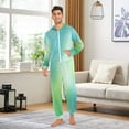 thumbnail image 5 of IAUYY Unisex Adult Onesie Pajamas Ultra-Soft Crystal-Soft Fabric, Halloween Adult Onesie Pajamas Adults,With a Zipper Plus Size Onesie Pajamas, Minimalist Blue Gradient Details, 5 of 7