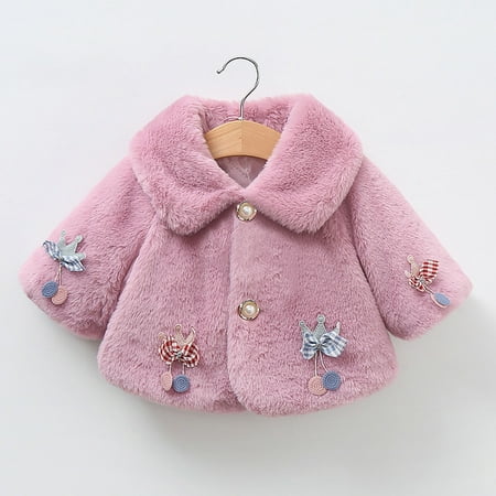 

GYRATEDREAM Infant Toddler Baby Girls Cute Winter Warm Thick Fluffy Capes Cardigan Cloak Coat with Pom-Pom Balls 0-4T