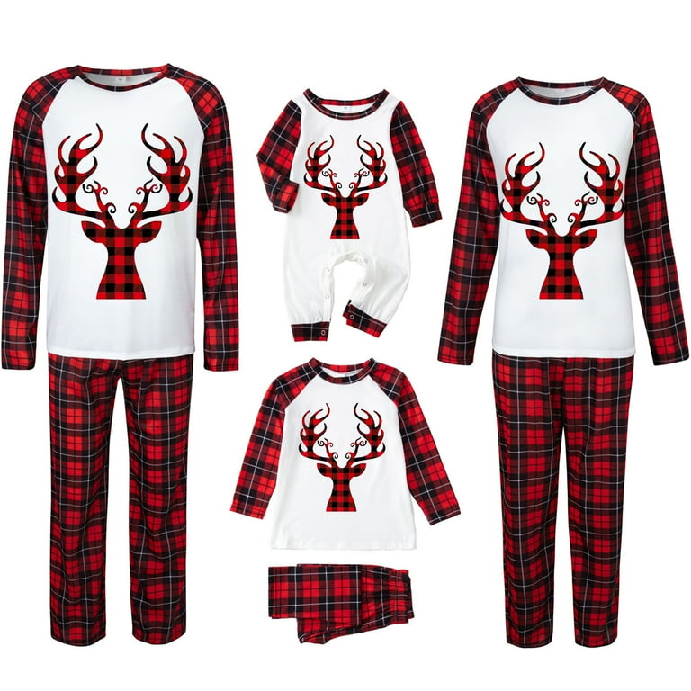 AGWOLF Family Christmas Pjs Matching Sets Reindeer and Plaid