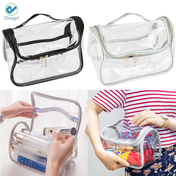Deago Heavy Duty Clear Travel Toiletry Makeup Bags Transparent Shaving Bag Water Resistant