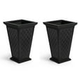 thumbnail image 1 of FCMP Outdoor MOD-CP3000-BLK Casablanca Resin 24" Tall Indoor/Outdoor Self-Watering Pedestal Taper Planter, Black, 2 Pack, 1 of 8