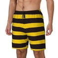 thumbnail image 2 of Gaeub Bee Stripe Mens Swim Trunks Stretch Beach Shorts Quick Dry for Men Swim Shorts Swimwear with Pockets- Medium, 2 of 9