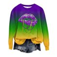 thumbnail image 2 of Gibobby Tops Mujeres Casual Suéter de manga larga con cuello redondo y estampado de labios informal de para mujer (Morado, XL), 2 of 4