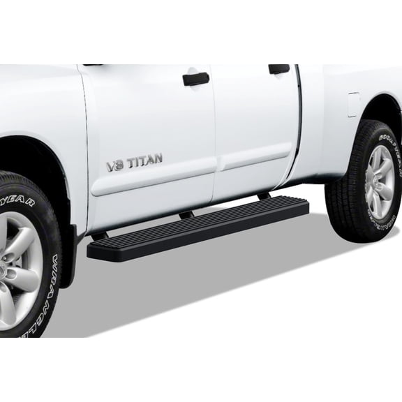 2004-2019 Nissan Titan Crew Cab (Exl. 2016 Models) 2016-2019 Nissan Titan XD Crew Cab 2004-2016 Nissan Armada Black Finish 6 Inch Door to Door Side Bar Side Step Running Board