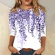 thumbnail image 2 of Camisas de manga 3/4 para mujer SCZ Camisetas gráficas estampado lindo Blusas Casual Tallas grandes Jersey morado claro 5XL, 2 of 5