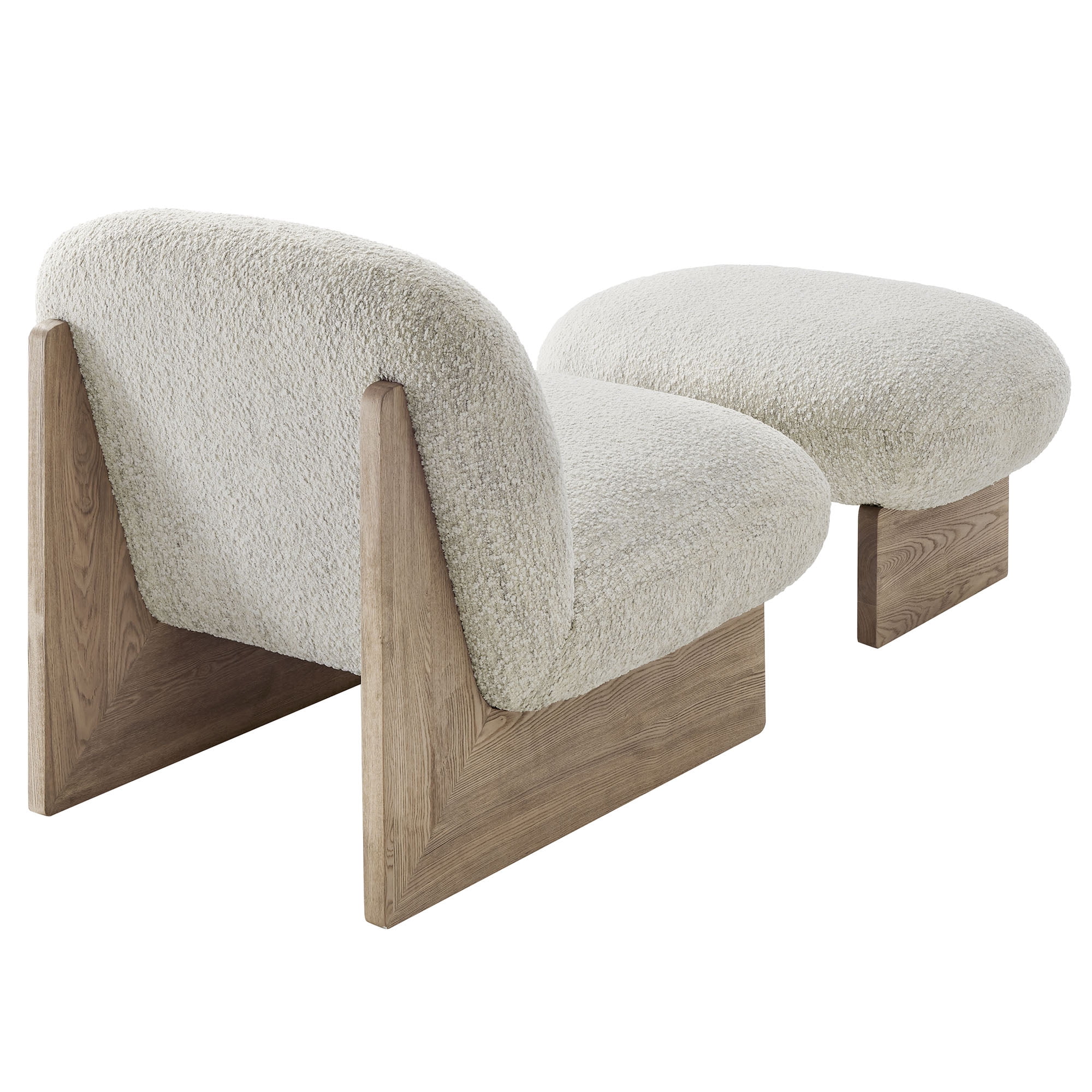 Accent Chair and Ottoman, Oak Brown, Fabric, Wood, Living Room Lounge Cafe Lobby Hospitality Restaurant, Modern Contemporary, HB37362