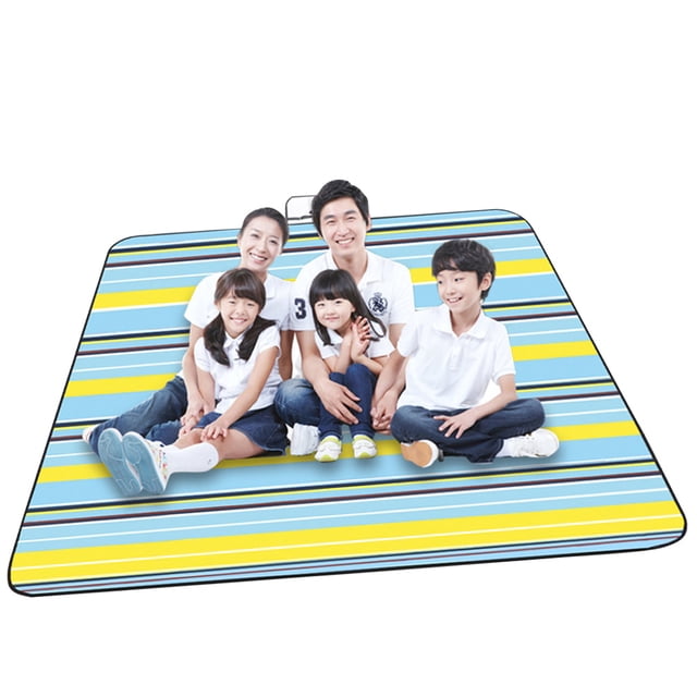 Soidarity Colchoneta de Picnic impermeable plegable para exteriores a cuadros rojos y blancos, almohadilla gruesa de moda, transpirable, suave, portátil, carpas Rayas azules amarillas 150 * 300cm Soidarity OD001135-16