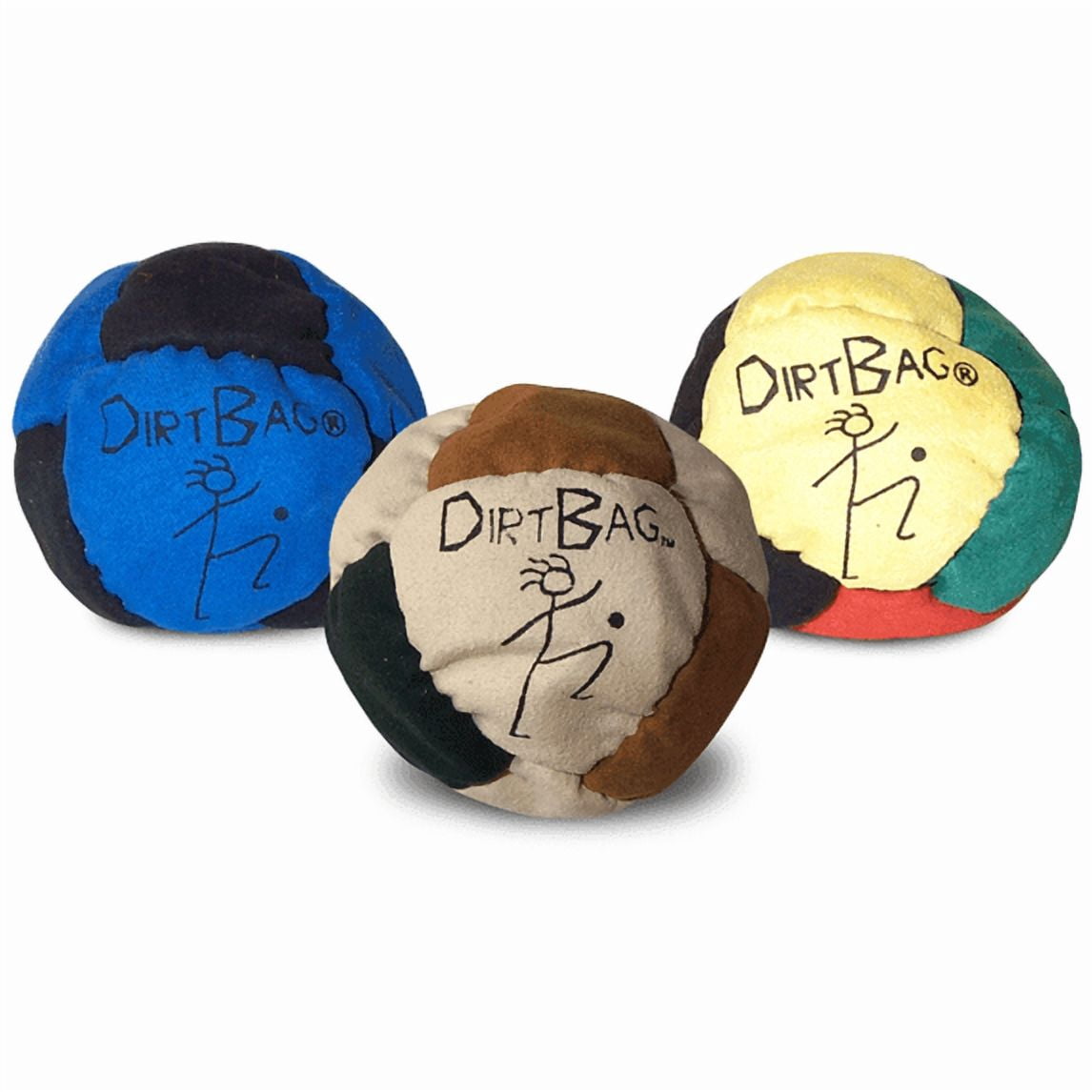 DirtBag Classic Footbag - Blue & Black Suede Hacky Sack - Slow Speed Control for Beginners & Freestyle - Embroidered Design Random one