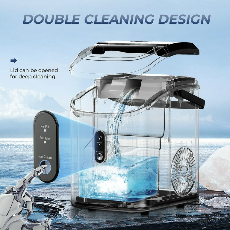 Simzlife Nugget Ice Maker Countertop, Portable Ice Maker Machine with Handle, Self-Cleaning, Ready in 6 Mins, 34lbs/24H, Soft Chewable Ice, Black Simzlife Nugget Ice Maker Countertop, Portable Ice Maker Machine with Handle, Self-Cleaning, Ready in 6 Mins, 34lbs/24H, Soft Chewable Ice, Black