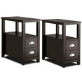 thumbnail image 1 of Patiojoy Table d'Appoint Rétro 2 Pcs Rectangulaire Table de Chevet avec 2 Tiroirs et Tablette Café, 1 of 5