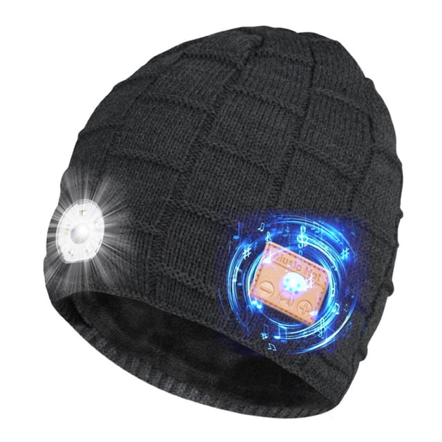 Gorro Con Luz Led, Gorro De Música Con Bluetooth Recargable Por Usb, Gorro De Punto De Invierno, Linterna Para Hombres Y Mujeres, Correr Al Aire Libre, Ciclismo Yuarrent AP008119-03