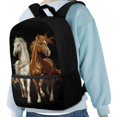 thumbnail image 4 of Uourmeti Two Horses Design Durable Backpack, 17 Inch Large Storage Polyester Backpack Smooth Zipper School Backpack for Kids, 4 of 6