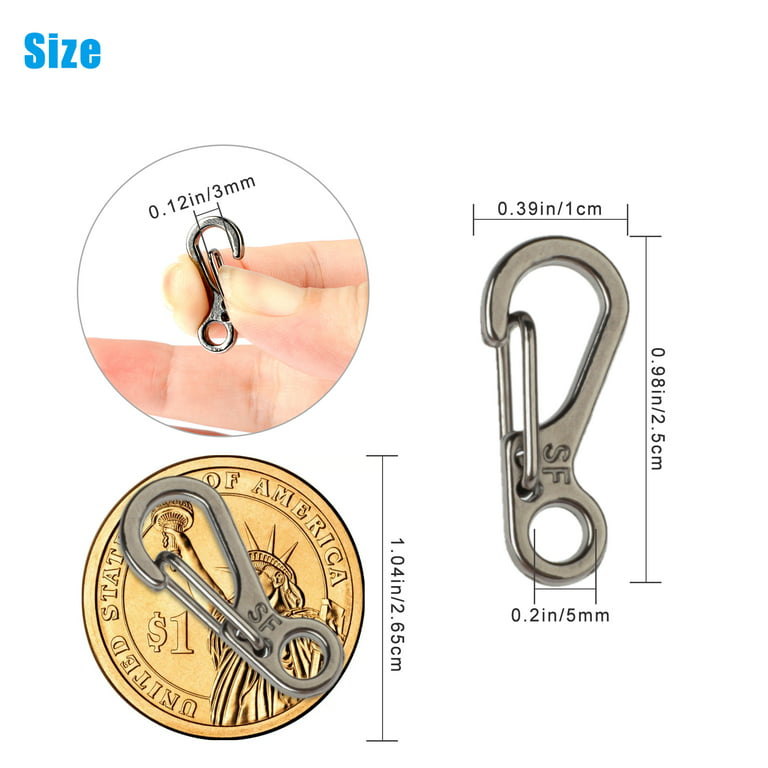 10pcs Tiny Spring Snap Hook, EEEkit Mini SF Alloy Carabiners Clip, Mini Hanging Buckle, Stainless Steel Heavy Duty Clips for Buckle Backpack Camping