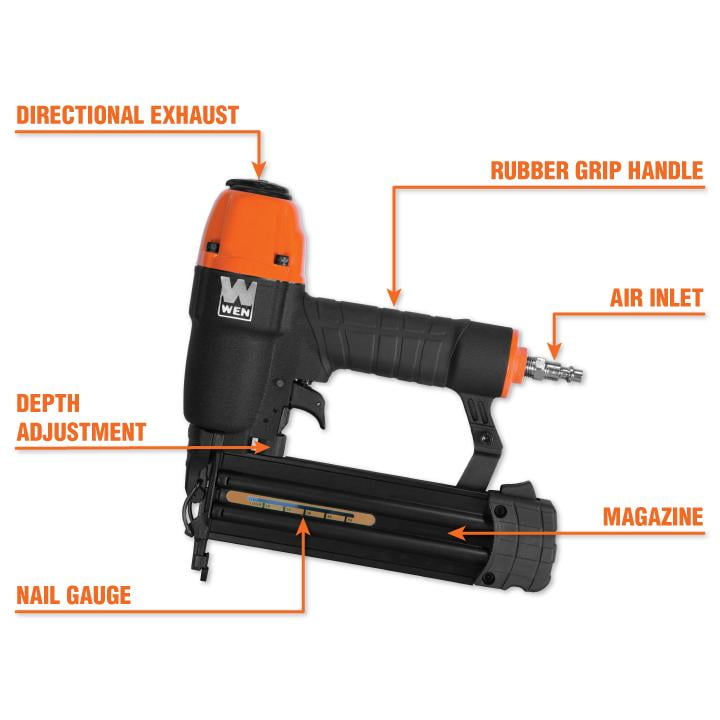 WEN 61721, 18 Gauge Pneumatic Brad Nail Gun, 115PSI