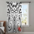 thumbnail image 4 of Black Polynesia Texture Sheer Curtains 108" Extra Long, Retro Flowers Tribes Abstract Art Light Filering Curtains, Privacy Drapes Simi Floor to Veiling Curtain for Living Room Window Treatment, 4 of 9