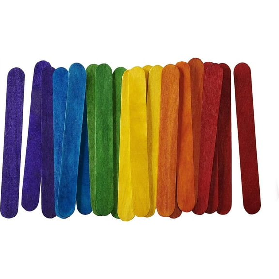 GUSTO 6" Colored Popsicle Stick Set Wooden Sticks for Crafts, Assorted 100-Pack