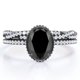 thumbnail image 1 of JeenMata Juego de Bisel Milgrain Diamante Negro Ovalado de 1,5 Quilates Cultivado en Laboratorio y Moissanita: Juego de Boda con Pavé Infinito Retorcido: Baño de Oro Negro de 18 K sobre Plata, 1 of 6