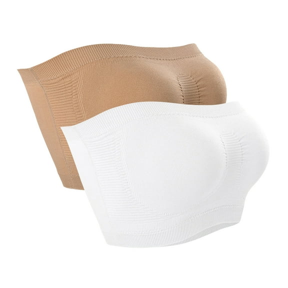 Bigersell Women Bra Sets On Sale 2pc Ladies Seamless Comfortable No Underwire Breathable Gathering Bra Woman Underwear Tube Tops Bandeau Bra Style F-564 White S