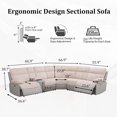 thumbnail image 2 of Power Reclining Sofa Set, Fabric Sectional Couch with LED Light,Living Room Furniture Sets, Modern Power Recliner Sofa with Storage Console for Living Room Home Office (Beige&Gray), 2 of 5