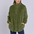 thumbnail image 2 of KDDYLITQ Womens Pullover Baggy 1/4 Zipper Oversized Sweaters Sherpa Long Sleeve Winter Clothes Plain No Hooded Lounge Clothing Casual Comfort Sweatshirts with Pocket Army Green 2XL, 2 of 9